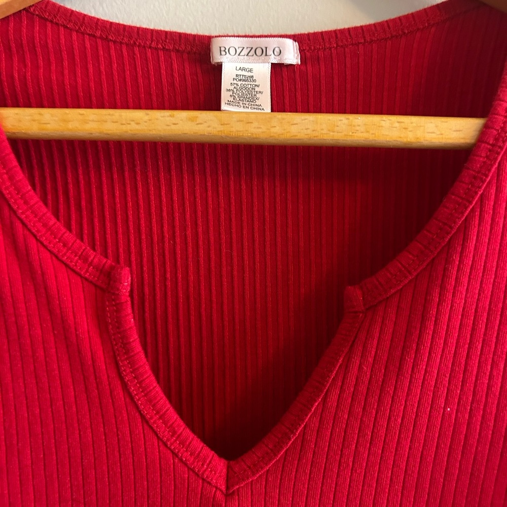 Red Ribbed Crop Top - Picture 2 of 2